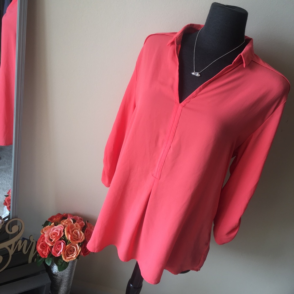 Bright Pink Blouse / Tunic Size Large